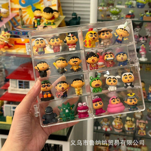 Small sweet potato-shaped storage box with door, stackable transparent desktop mini figure doll decoration storage and display stand