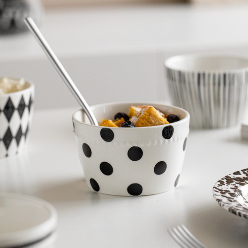 Creative Hepburn style geometric ceramic rice bowl set for home use  new style eating bowl salad bowl single gift box