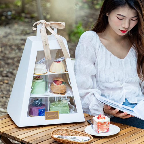 Cup cake packaging box, cup cake box, Western pastry double layer mousse dessert table, multi-layer nine-square grid packaging box