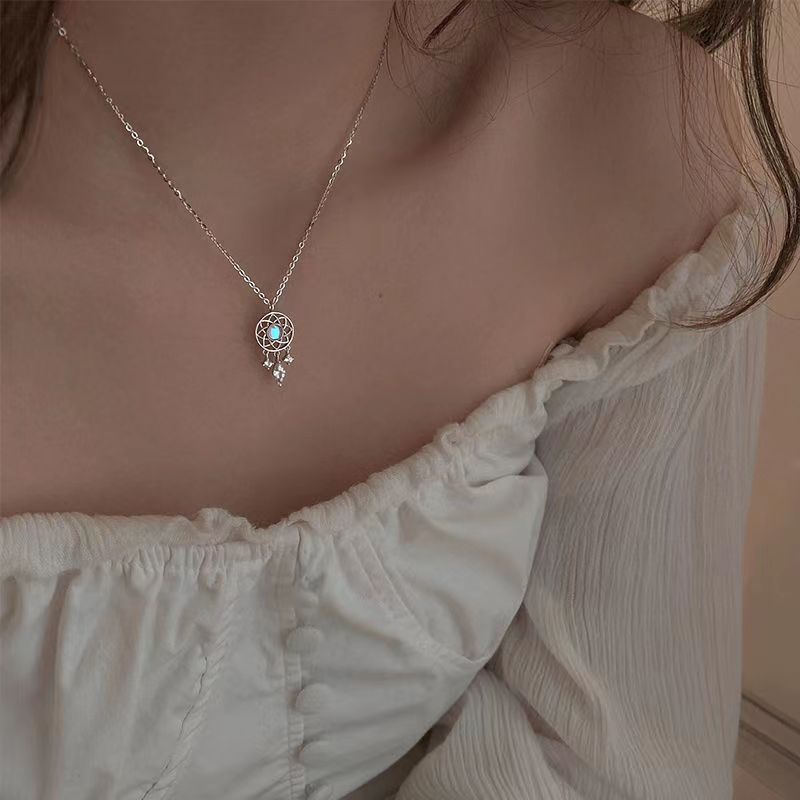 10g Weight Artificial Gemstones Inlay Material Glam Dreamcatcher Alloy Tassel Plating Inlay Artificial Gemstones Women's Pendant Necklace