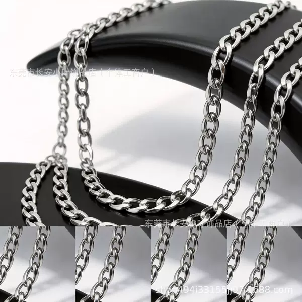 Nk Chain Cross-Border Titanium Steel Non-Fading Cuban Chain Men's Necklace Men's Classic Stainless Steel Accessories European and American Men