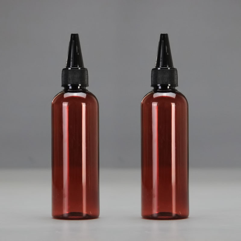 En stock 100mL botella puntiaguda botella de plástico PET transparente botella de boca pequeña botella de boca puntiaguda botella de pigmento pintado