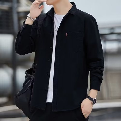 Factory Wholesale 2024 Men's Long-Sleeve Casual Work Shirt Spring and Autumn Versatile Outerwear Men's Base Shirt Trendy