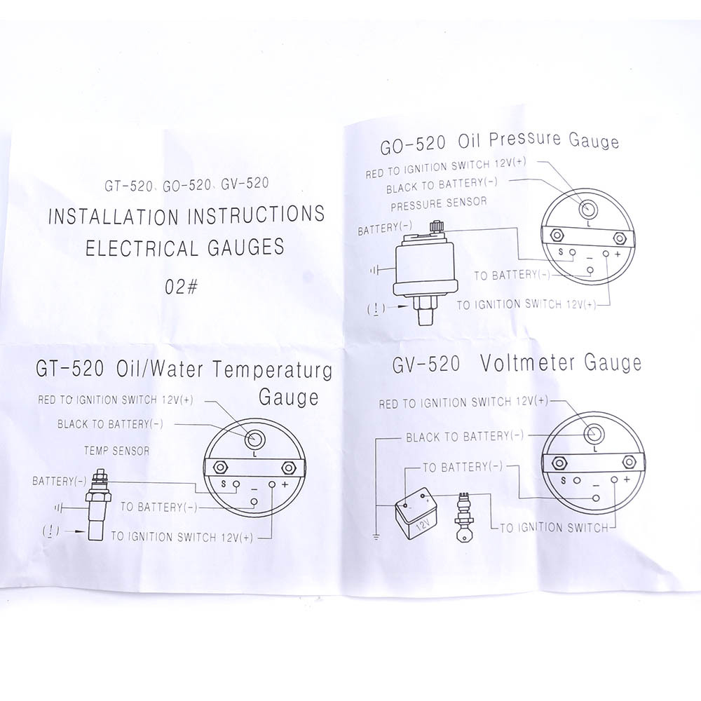 Instrumento de coche modificación instrumento de coche negro triple temperatura del agua Fahrenheit presión de aceite PSI voltímetro