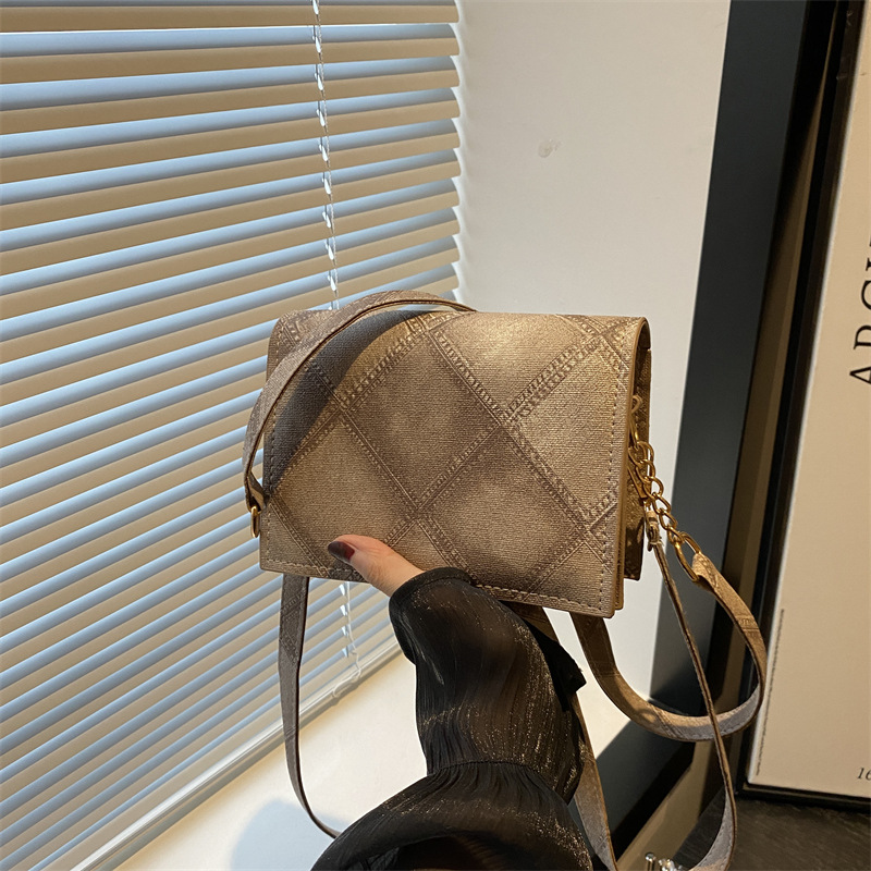 rhombus simple casual 2024 new fashion good texture personality casual crossbody shoulder underarm small square bag for women