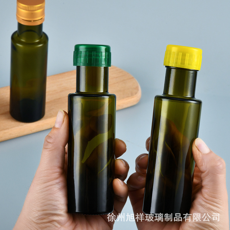 墨绿色避光玻璃油瓶100mL 橄榄油瓶山茶核桃油瓶醋瓶麻油香油瓶