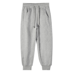 320g Chinese cotton solid color children's sweatpants fleece-lined thickened sports pants small and medium children's casual long pants autumn and winter