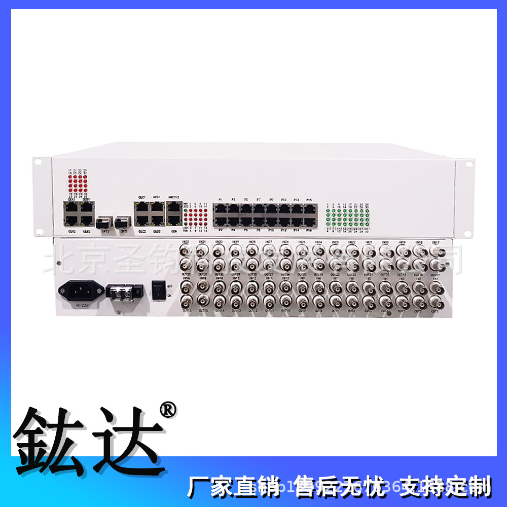 双光口32路E1+32路电话+4路物理隔离千兆网络综合业务接入光端机
