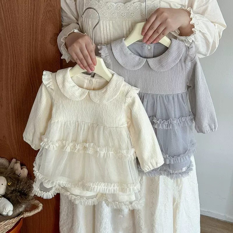 女宝连衣裙秋季新款女童娃娃领长袖网纱裙秋装衣服儿童公主裙 a类