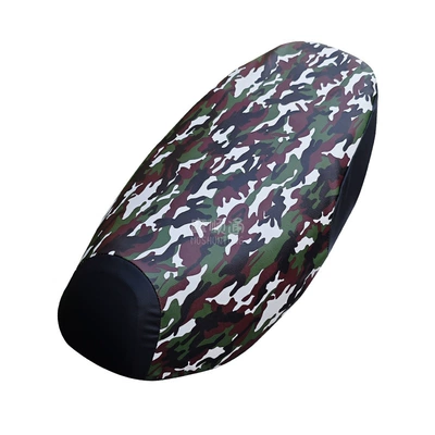 Electric Motorcycle Sun Protection and Waterproof Seat Cushion Cover Battery Car Pedal Camouflage Seat Cushion Cover Scratch-Resistant Leather Cover (Motorcycle cushion) - camouflage-green-s-code