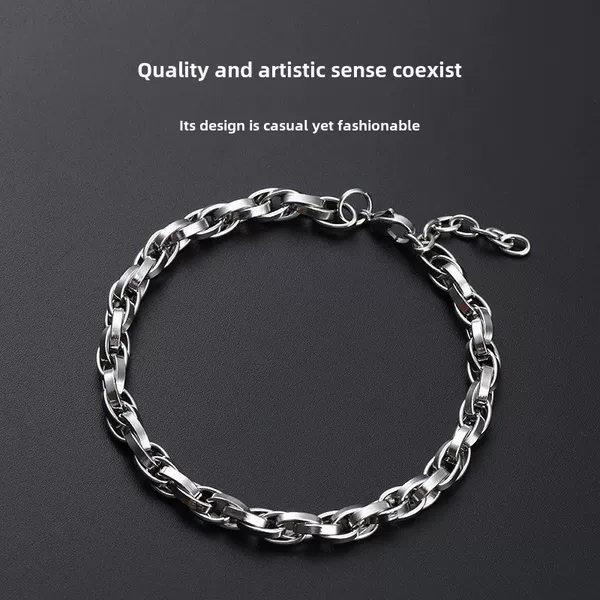 New Cuban Chain Titanium Steel Couple Bracelet Female Niche Simple Original Hand Jewelry Boys Cuban Bracelet Popular Jewelry
