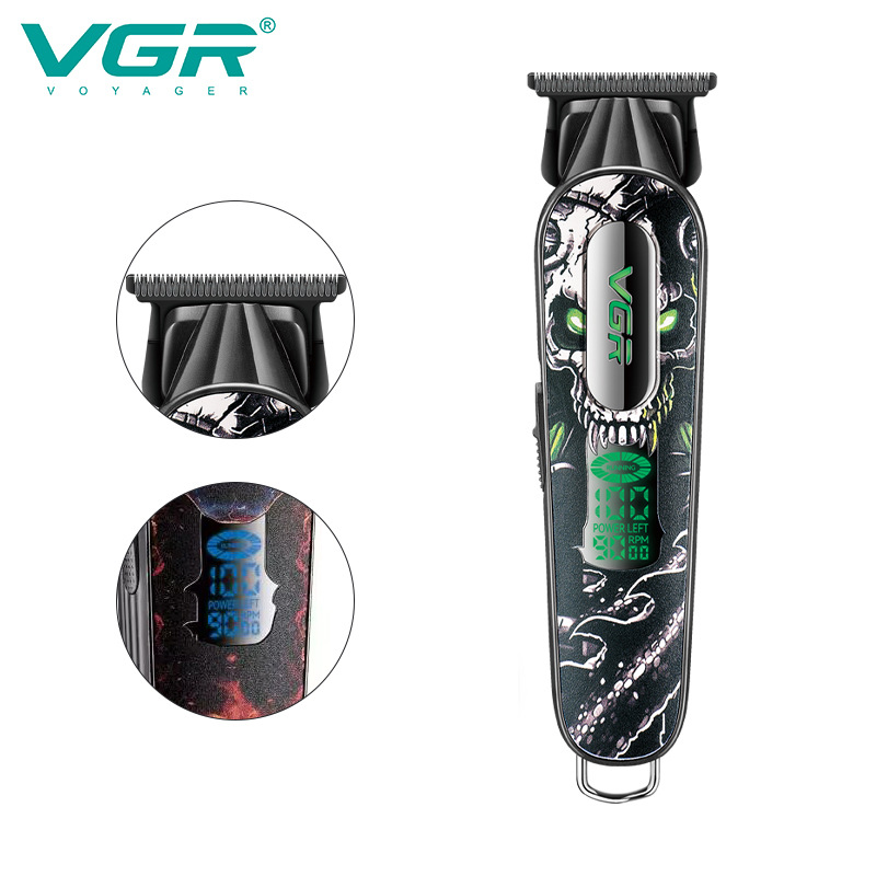 VGR260 Professional Electric Hair Clipper High Speed 9000RPM Engraving Function Digital Display Rechargeable Type_voghion.com