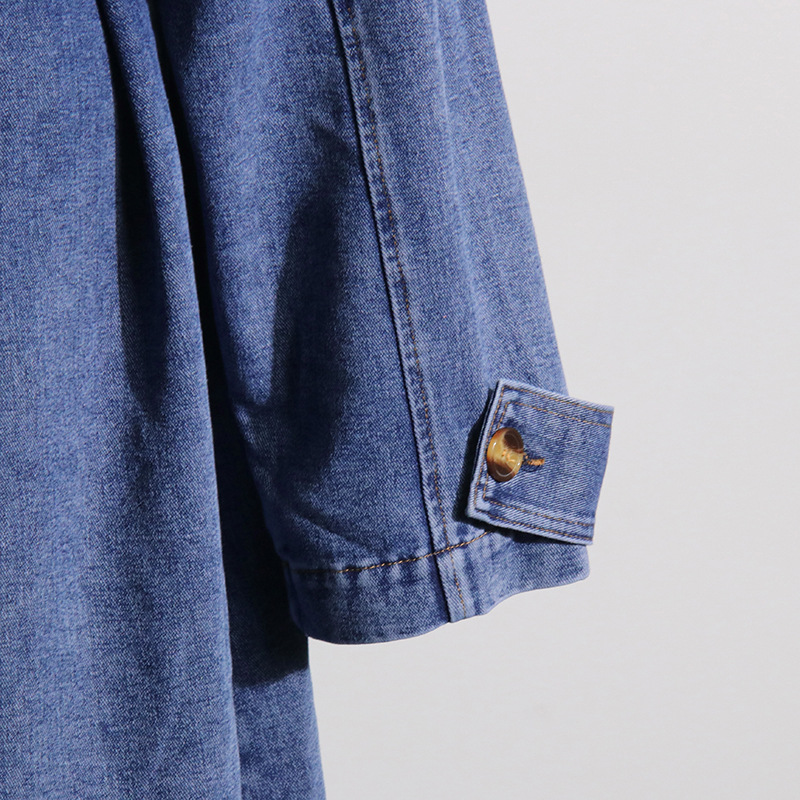 Moteriški drabužiai temperamentingas ilgas lietpaltis pavasariui naujas nuimamas kailio apykaklės nišinio dizaino džinsinis švarkas_voghion.com