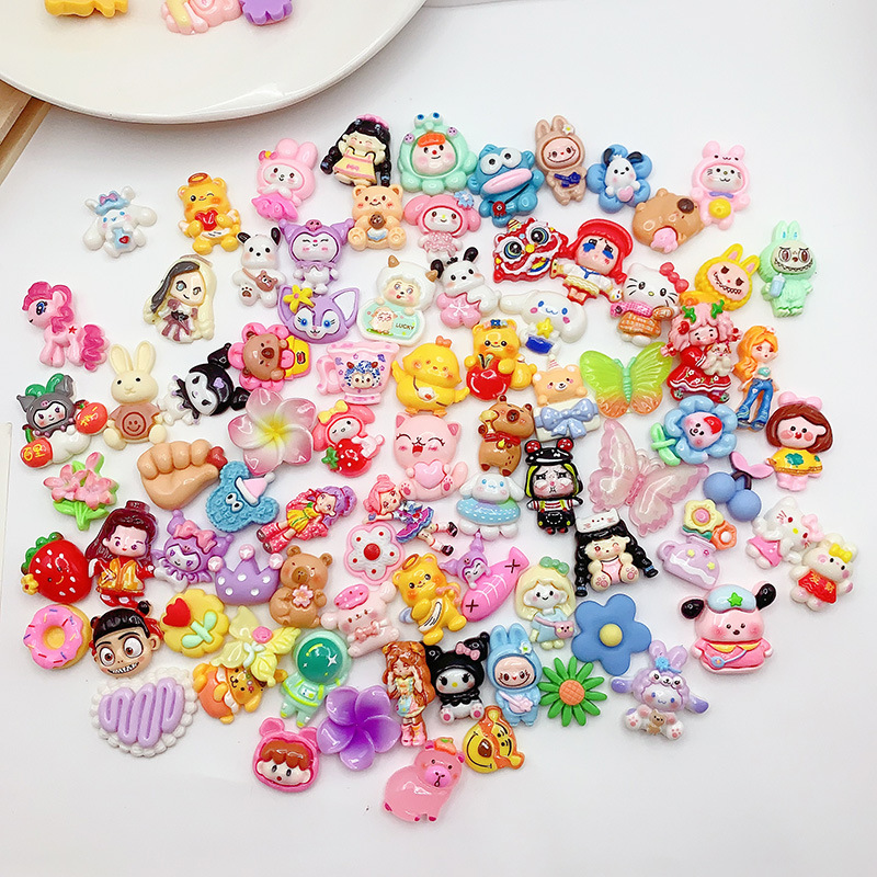 cartoon resin accessories gu ka accessories diy hairpin barrettes sanrio cream glue phone case diy ornament accessories