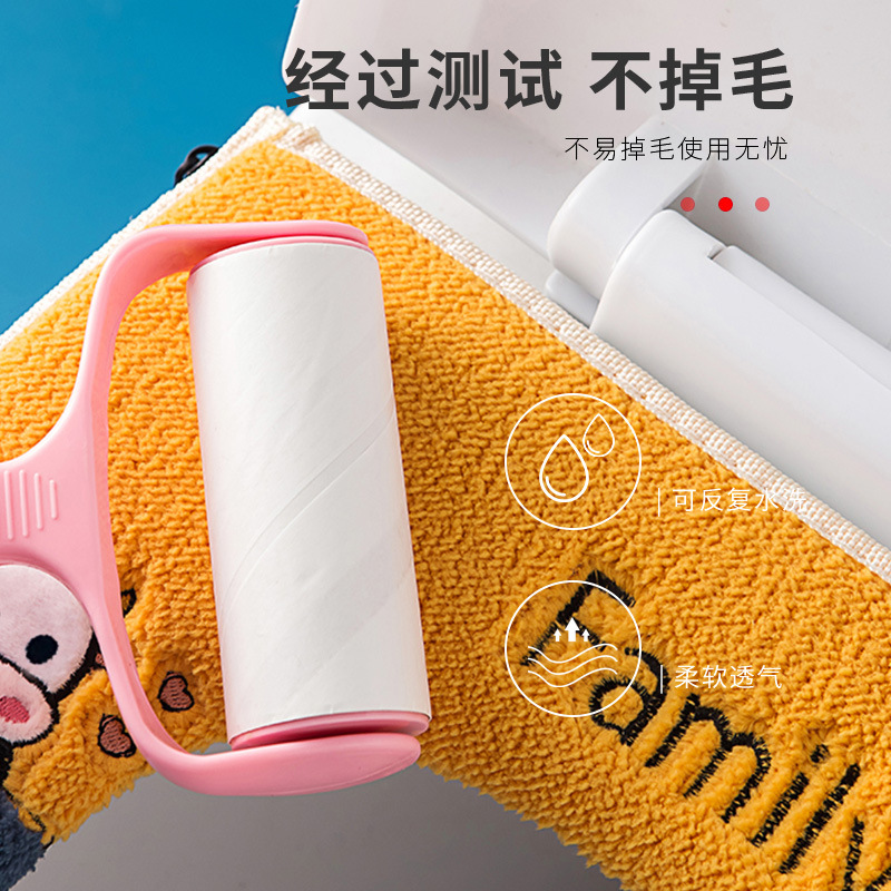 Suministro con mango de asiento de inodoro cojín pegajoso botón cremallera cojín de invierno cubierta de inodoro patrón bordado cubierta de inodoro