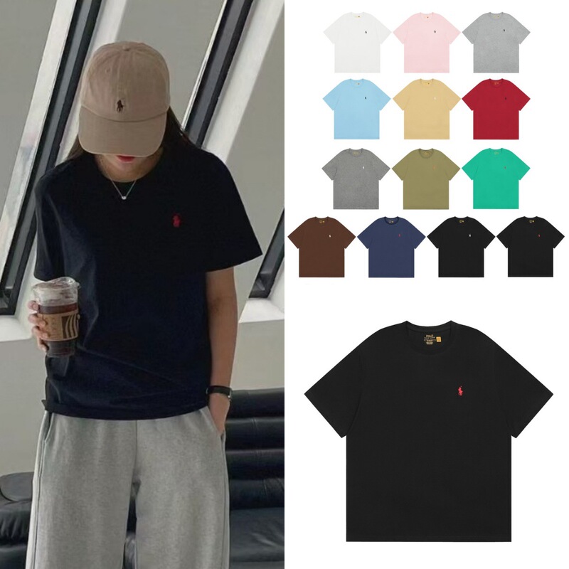 Ralph Lauren Classic Logo Crew Neck Basic Short Sleeve T-Shirt for Men and Women, Loose Fit, Casual, Versatile, Breathable Short Sleeve T-Shirt Ralph Lauren Classic Logo Crew Neck Basic Short Sleeve T-Shirt for Men and Women, Loose Fit, Casual, Versatile, Breathable Short Sleeve T-Shirt