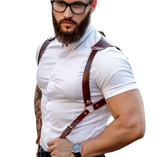 Cross-border men's leather straps, macho personality straps, chest straps, SM alternative wear belts, shoulder straps, men's fun