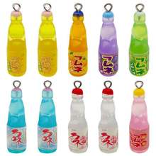 diy仿真波子汽水迷你小瓶子吊坠树脂饰品配件项链钥匙扣耳环挂件