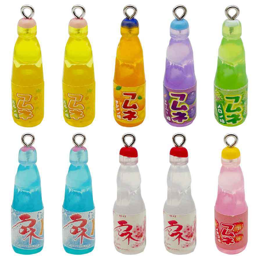 diy仿真波子汽水迷你小瓶子吊坠树脂饰品配件项链钥匙扣耳环挂件
