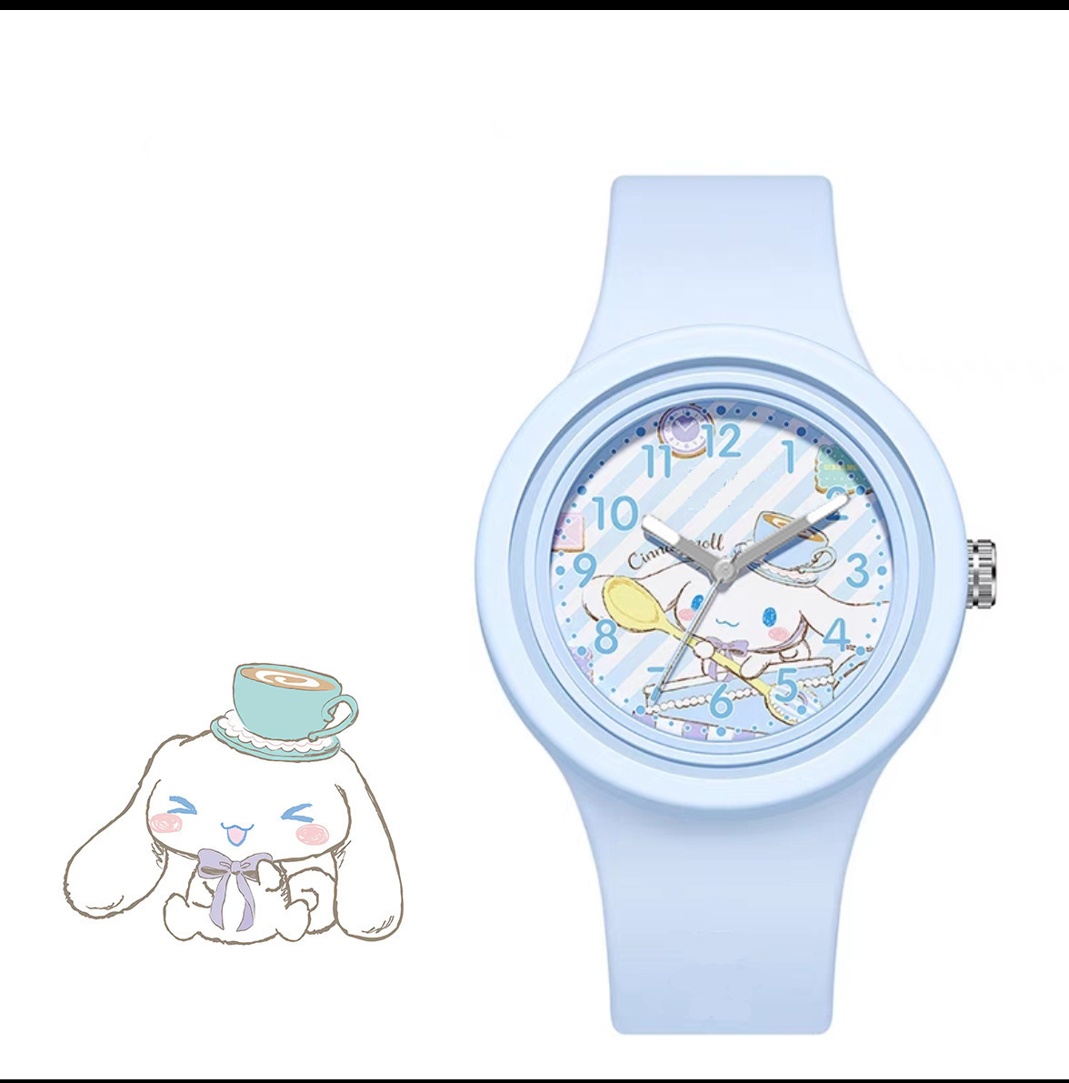 Nuevo Kulomi jade cane perro de dibujos animados silicona redonda de alta calidad sensación de piel adorable reloj Sanrio