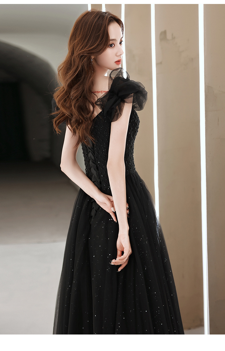 Đầm maxi nữ thắt eo, kiểu halter không tay, phong cách dạ hội Pháp — Màu đen, Màu đỏ rượu chi tiết 13