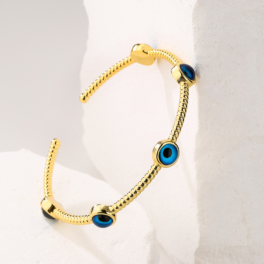 Fashion Simple Style Devilu0027S Eye Color Block Copper Bangle