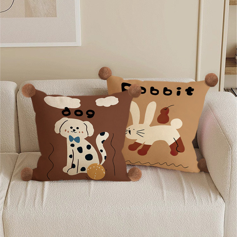 Ins Style Cat and Dog Pillow Cartoon Cute Sofa Decoration Ornaments Pillowcase Cushion Double-Sided Pillow Cushion Pillow
