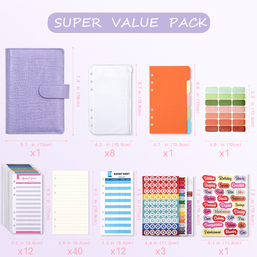 Macaron A6PU Leather Spiral Notebook Bulk Wholesale Creative Cash Budget Financial Planner Handwritten Notebook