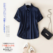 2025夏季新款真丝桑蚕丝短袖衬衫女白色衬衣职业装通勤百搭上衣