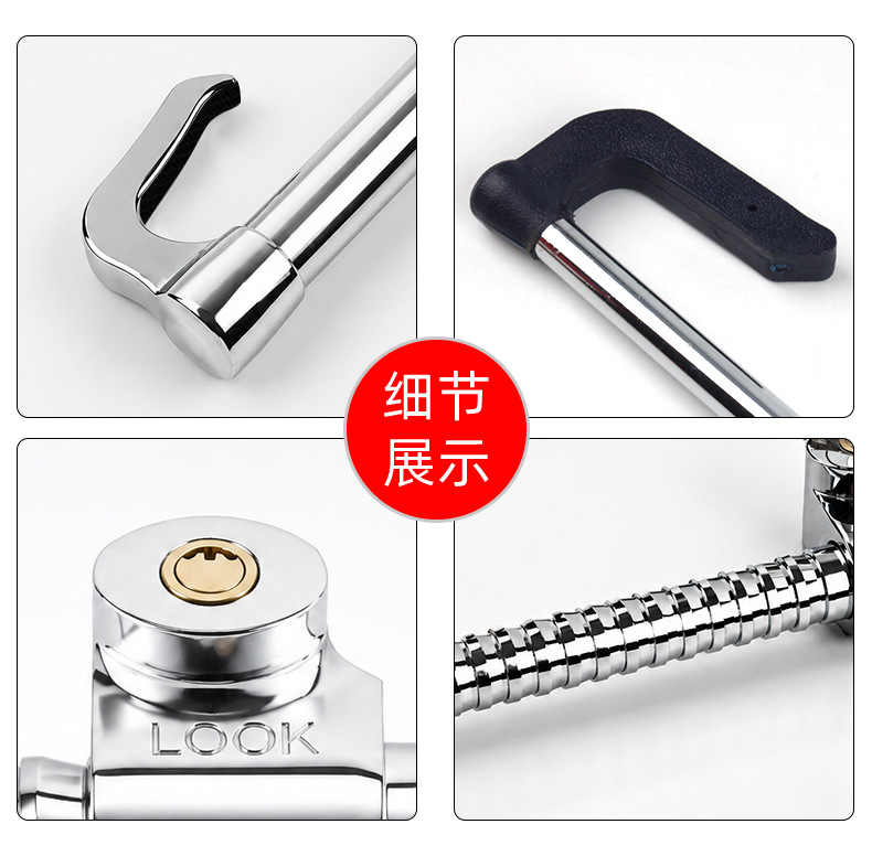 Car Steering Wheel Lock, Brake Lock, Retractable Double Hook Clutch Pedal Lock, Universal Vehicle Security Anti-Theft Lock