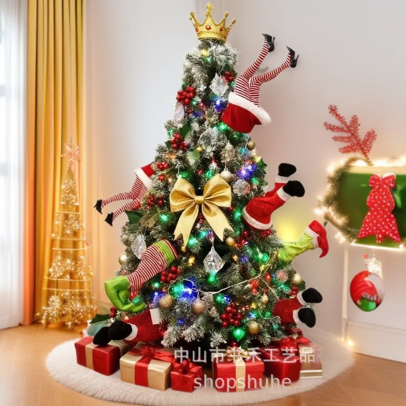 Christmas Santa Claus Grinch Electric Swing Leg Fun and Creative Christmas Tree Light-up Decoration
