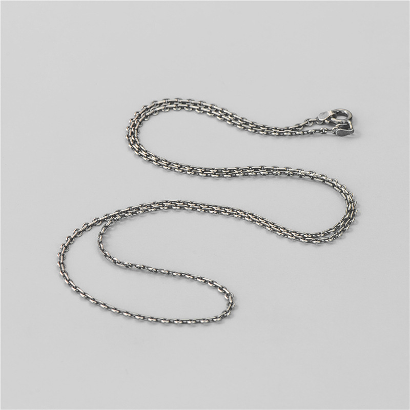 S925银饰泰银做旧十字链毛衣链时尚个性项链女首饰材料长款情侣款