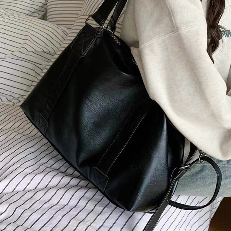 2024 새로운 거리 패션 대용량 여행 가방 핸드백 블랙 크로스 바디 백 유니섹스 캐주얼 토트