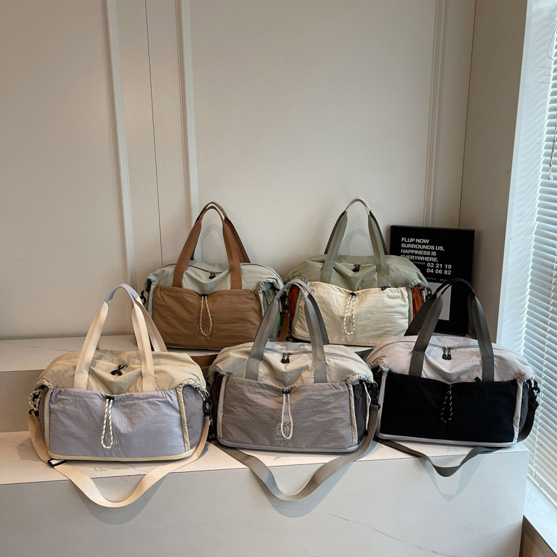 Bolsa de viaje corto, bolsa de fitness ligera transpirable para mujeres, separación seca y húmeda, movimiento de gran capacidad, mochila de hombro.