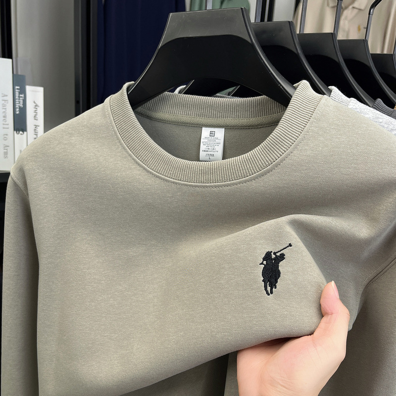 Heavy Weight Cotton Long-Sleeved Sweatshirt for Men 320g Loose and Exquisite Embroider Autumn and Winter New High-Bottom Bottoming Shirt Men's T-Shirt Heavy Weight Cotton Long-Sleeved Sweatshirt for Men 320g Loose and Exquisite Embroider Autumn and Winter New High-Bottom Bottoming Shirt Men's T-Shirt