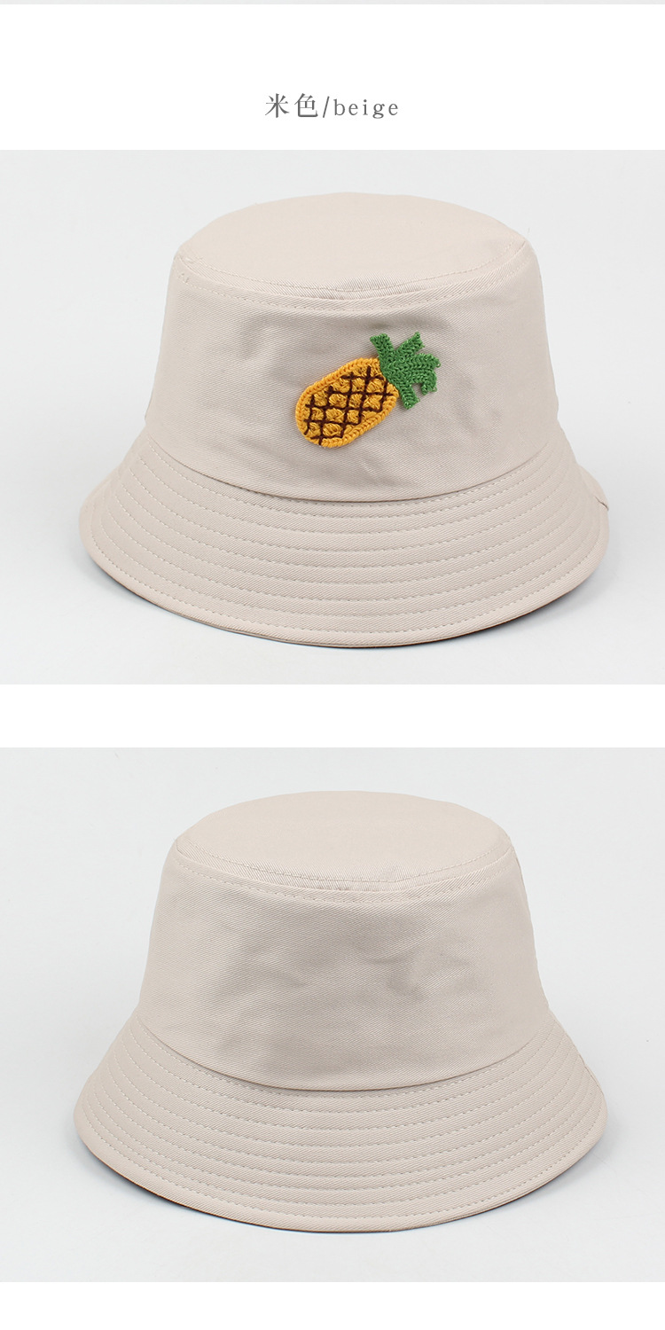 Fashion Pineapple Embroidery Casual Flat Top Sunscreen Basin Hat display picture 3