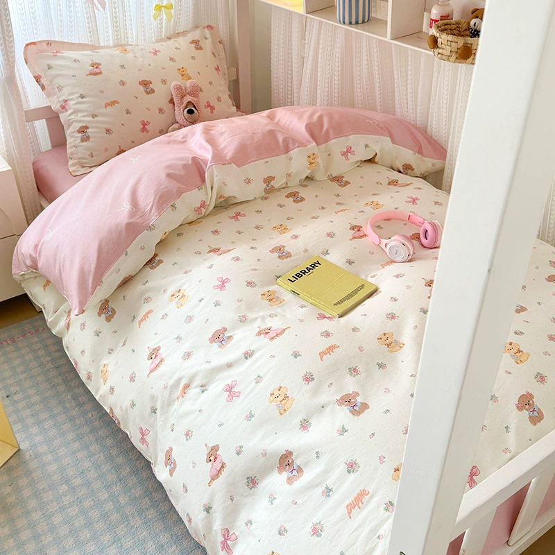 Cotton 3-Piece Bedding Set with Pillowcases — Breathable sheets in assorted cute prints