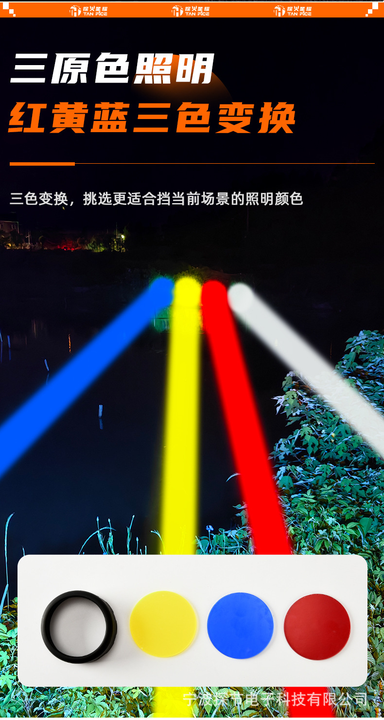 Kuaishou's Popular Aluminum Alloy Outdoor Tactical Flashlight, Strong Light, Ultra-Bright, Long-Lasting, Multi-Functional Emergency Flashlight, Cross-Border