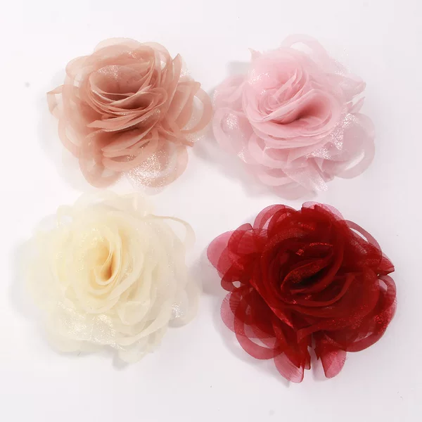 Super fairy princess style heart-shaped mesh rose flower accessories DIY hair accessories hair clips for women materials wholesale