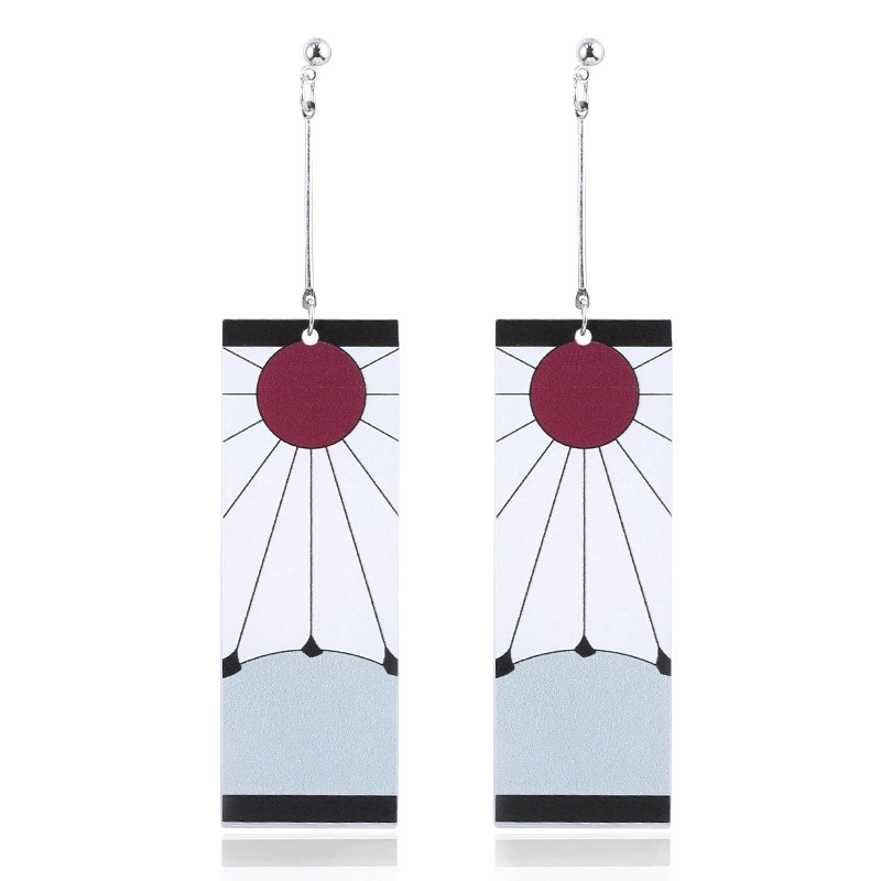 Earrings (Carbon Ji Lang) Anime Rectangle Dangle, Butterfly/Ninja Pattern, Lightweight, Multi-fit