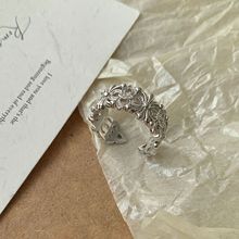 S925纯银蕾丝花朵戒指女款中古复古韩国小众设计高级感小红书指环