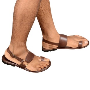 2023 factory direct foreign trade new flat square head front and back empty casual versatile men's large size sandals slippers