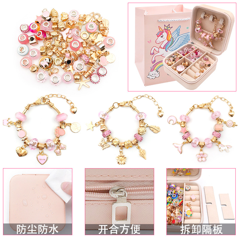 66 unidades de pulsera los niños DIY cristal hecho a mano perlas sueltas regalo vacaciones accesorios la joyería traje al por mayor