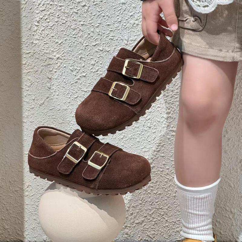 女童真皮勃肯鞋2025秋季新款男童宝宝软底学步鞋豆豆鞋女孩皮鞋|undefined