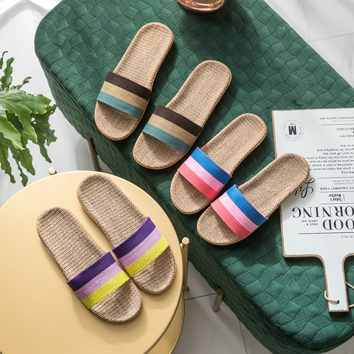 Flax Slippers Summer Cooling Grass Weaving Vine Weaving Men and Women Home Use Indoor Non-slip Floor Soft Sole Summer