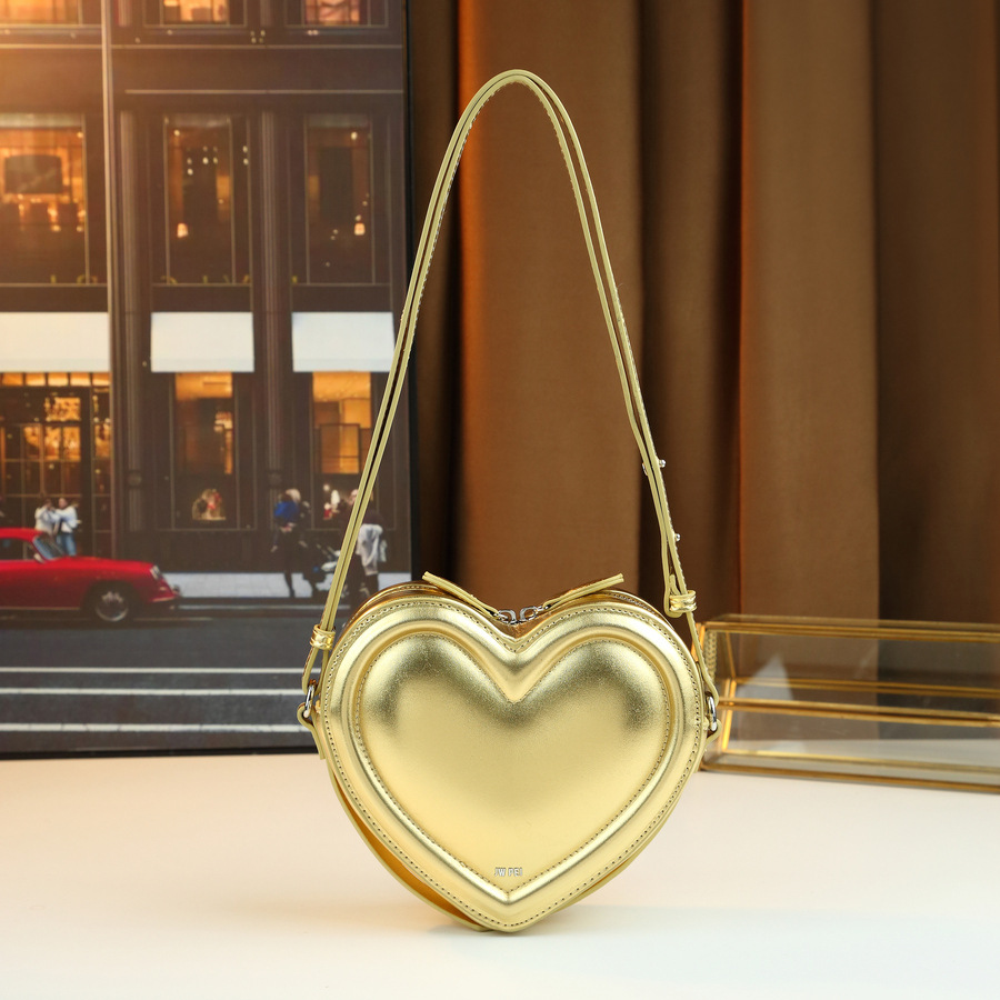 Borsa a tracolla di nicchia alla moda a forma di cuore per donna, design 3D unico, dolce e alla moda, borsa a spalla elegante_voghion.com