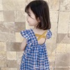 2021 girl summer new pattern fresh Nubao lattice Dress Backless lovely Flying sleeve Wood ear Princess Dress