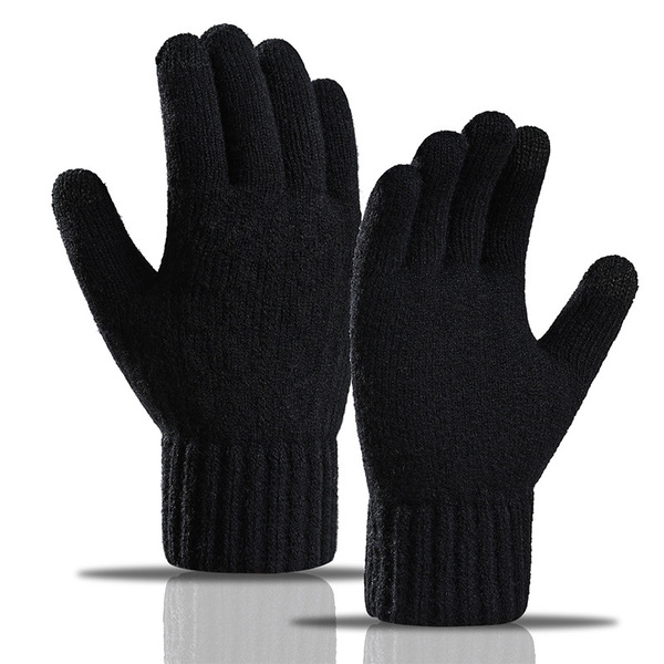 Customized Large-Size Double-Layer Polar Fleece-Lined Warm Gloves for Winter, Touchscreen-Compatible, Cold-Proof, Thickened Gloves
