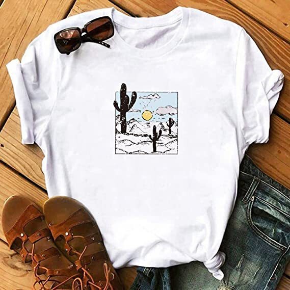 In Stock Amazon Walmart Cactus Letter Pattern Urban Casual Street Fashion Short-Sleeve T-Shirt Top In Stock Amazon Walmart Cactus Letter Pattern Urban Casual Street Fashion Short-Sleeve T-Shirt Top