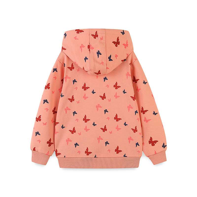 Otoño nuevo chaqueta de niñas estilo europeo y americano para niños camiseta con cremallera con capuzas impresa de dibujos animados ropa infantil cardigan suéter